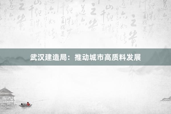 武汉建造局：推动城市高质料发展