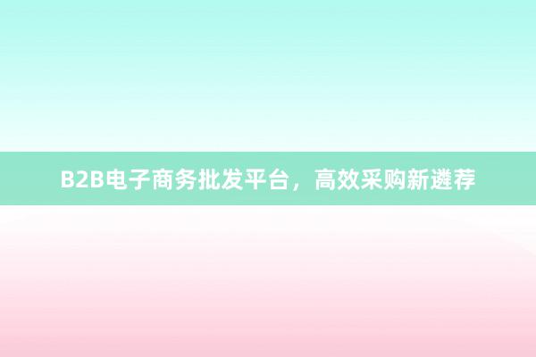 B2B电子商务批发平台，高效采购新遴荐